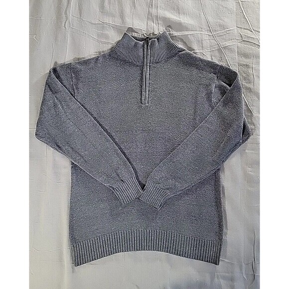 Oscar De La Renta Sweater Mens L 1/4 Zip Pullover Gray Preppy Casual Soft Knit - Picture 1 of 12
